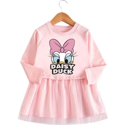 Autumn Kids Clothes Daisy Duck Sweatshirt Dress Pretty Toddler Girls Costume Spring Little Children Outfits Korean Cute Vestidos