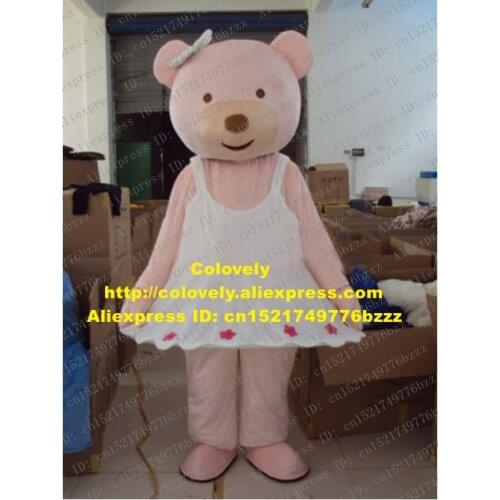Likable Pink Female Bear Mascot Costume Mascotte With Small Black Eyes Big Round Head Party Outfit Suit Adult No.1183 Free Ship