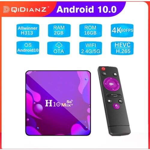 Smart TV BOX H10 MAX + Android 10.0 H313 Quad Core 2.4G 5G WIFI Ultra HD 4K 60FPS 1G 8G 2G 16G 64 Bit H10 Max Plus Set Top Box