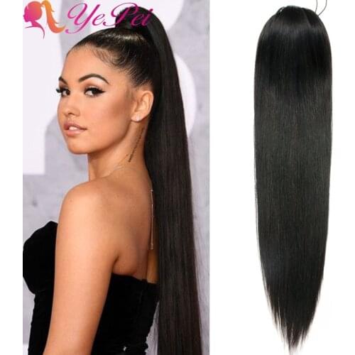 Straight Drawstring Ponytail Human Hair Brazilian Clip In Extension For Black Women Ariana 12"-22" Natural Long Yepei Pony Tail