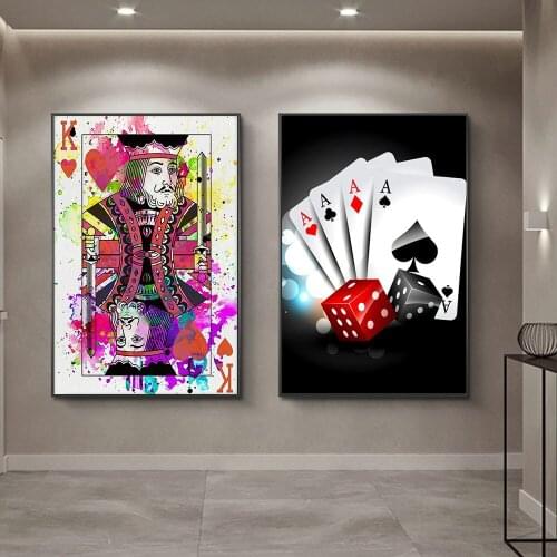Retro Vintage Decoration Picture Poker Prints Pictures for Living Room Frameless Fashion Art Poster for Home Design Wall Decor