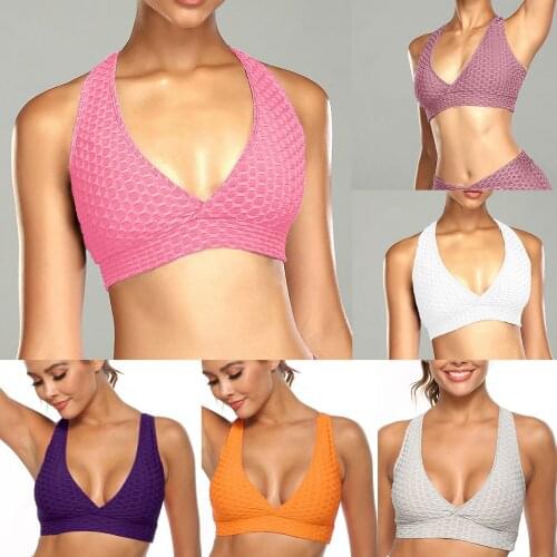 Sexy Womens Lingerie With A Deep V-neck Push-up Womens Crisscross Beauty Back Sports Underwear Gathere Type Fitness Vest Bra