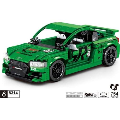 Technical audis TT RS super sport car building block racing bricks model pull back vehicle toys collection for kids gifts