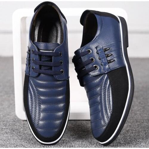 Spring Round Mens Casual Shoes Large Lace Up Leather Shoes Breathable British Driving Shoes Sapatos Men Vulcanized shoes