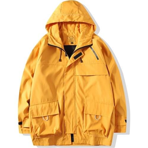 Men Spring Hip Hop Solid Color Windbreaker Jackets Coat Men Brand 2021 Autumn Casual Loose Large Size Windproof Pilot Jacket Men