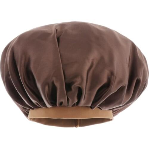 Women’s Soft Satin Bonnet Elastic Band Shower Cap Night Sleep Hair Loss Hat