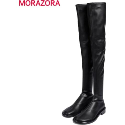 MORAZORA Plus Size 34-43 High Quality Over The Knee Boots Fashion Autumn Winter Stretch Thigh High Boots Low Heels Long Botas