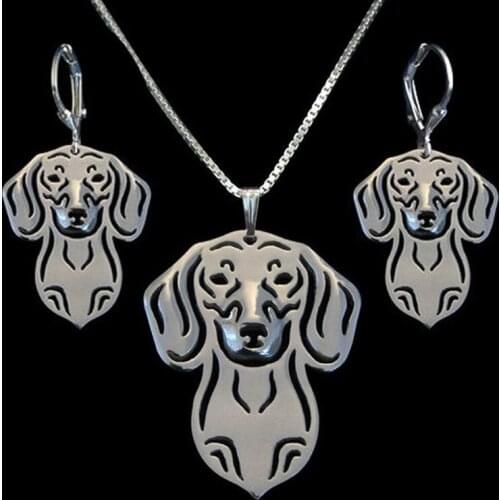 Lovers' Metal Pet Jewelry Set Women Alloy Dachshund Dog Jewelry Set