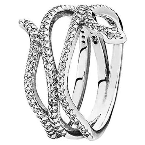 2020 New Sterling Silver 925 High Quality Exquisite 1:1 Rings Of Swirling Snake Ring Suitable For Womens Jewelry Gifts 190954cz