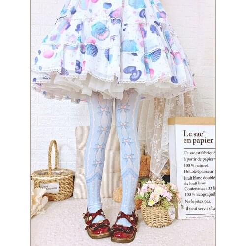 120D Women Autumn Lolita Star Moon Curtain Printed Pantynose Velvet Over Knee Stocking Japanese Cosplay Thick Soft Girls Warm