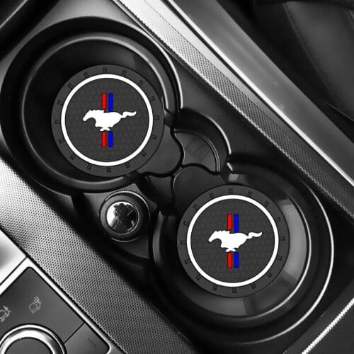 2pcs Car Auto Water Cup Slot Non-Slip Mat Accessories For Ford Mustang 2015 2017 2018 Accessories Car Styling