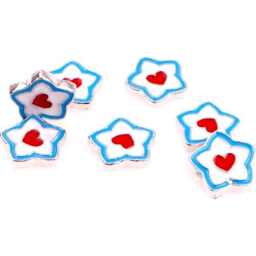 20Pcs/Lot F1041 Enamel Five-Pointed Star Floating Charms Fiting Memory Perfume Locket Jewelry Accessories
