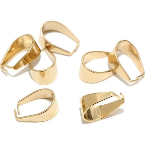 20pcs Large Gold Plated Stainless Steel 9*19mm Clasps Pinch Clips Bail Connectors For DIY Jewelry Findings Making Top Quality