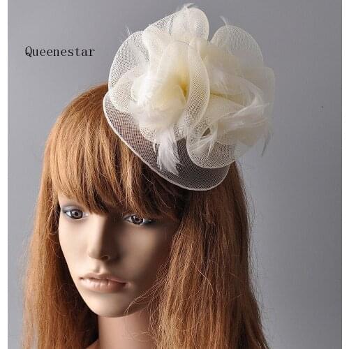 2018 Ivory Flower Wedding Headwear For Women Feather Fascinator Hat European Ladies Fancy Derby Hair Clip Girl Party Headpiece