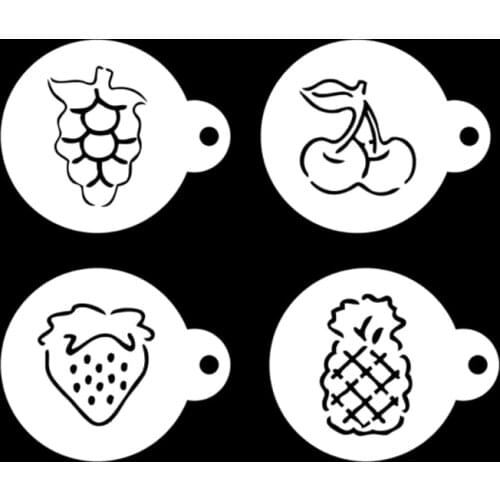 4pc Stencil Fruit Shaped Snack Cups Painting Template DIY Scrapbooking Coloring Album Embossing Office School Supplies Reusable