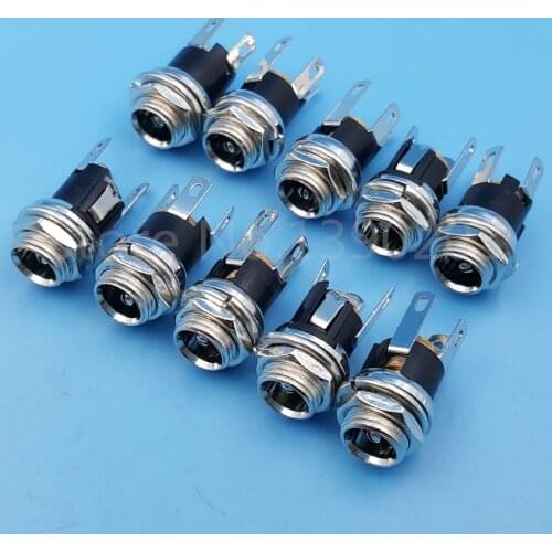 50Pcs 5.5 x 2.1mm DC Power Female Jack Socket 3Pin Panel Mount Connector DC-025