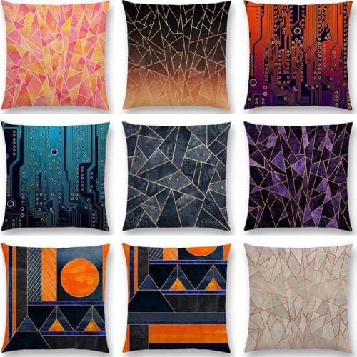 Abstract Geometric Colors Stripes Shattered Amethyst Sapphire Colorful Prints Cushion Cover Home Decor Sofa Throw Pillow Case