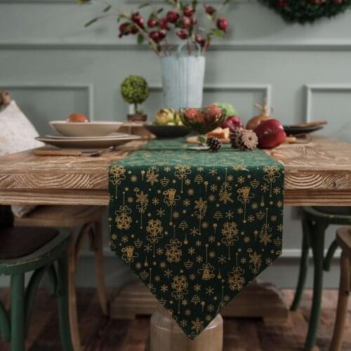 Bronzing Green Tablecloth Flag Shoes Cover Cloth Bed Runner Table Cloth Pillowcase for Home Christmas Decoration