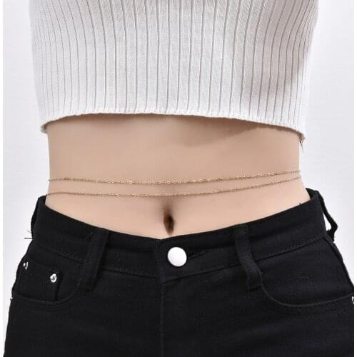 Trendy Sexy Double Layer multi layer Belly Chain Fashion Summer Bikini Waist Link Necklaces Body Jewelry for Women Gift 2021