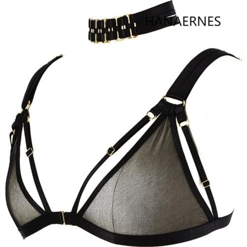 Women Goth Underwear Crop Bodysuit Harajuku Gothic Body Cage Bra Rave Festival Harness Bra plus size punk