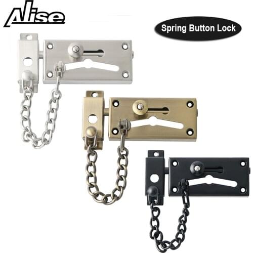 Door Lock Bolt Latch Safety Door Lock Padlock Clasp Set Brushed 304 Stainless Stee with Anti-Theft Chain Spring Lock Hardware