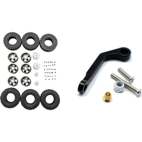 Double Tire Metal Wheel KIT for Wpl B14 B24 Q62 Q63 & for WPL B1 B14 B24 C14 C24 B16 B26 B36 Q60 Metal Servo Pull Rod