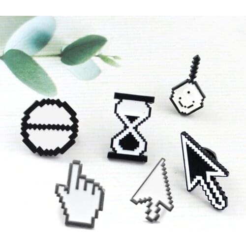 Computer Cursor Enamel Brooch Arrow Gesture Hourglass Prohibited Symbol Pixel Icon Badge Backpack Jackets Creative Pin Jewelry