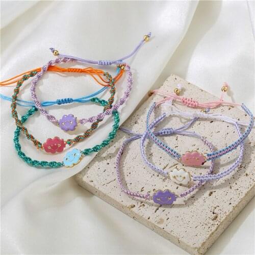 HECHENG, Cute Cloud Rope Bracelet ,Adjustable Rainbow Bracelet ,Summer Enamel Fashion Jewelry Wholesale
