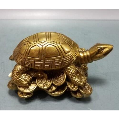 China brass gold money turtle small crafts statue