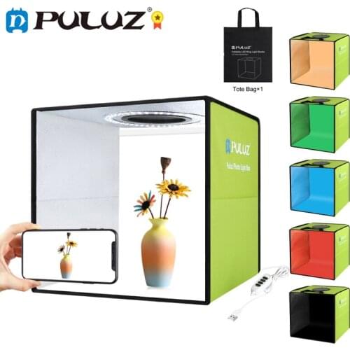 PULUZ 30CM Photo Studio Ring Lighting Studio LED Ring Dimmable Desktop Shooting Tent box Softbox Lightbox 12colors background