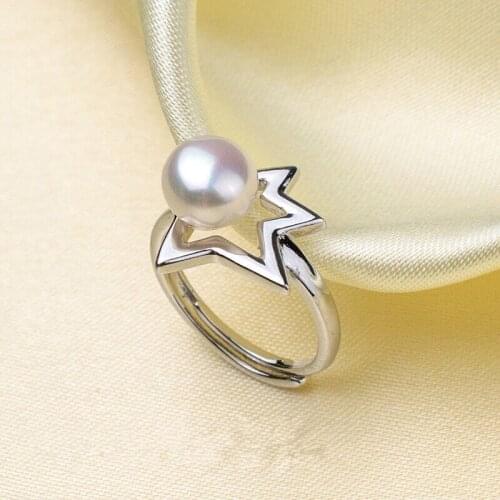 Star Ring Mountings Base Findings Accessories Jewelry Settings Parts for Akoya Edison Pearls Beads Crystal Jade Coral Agate