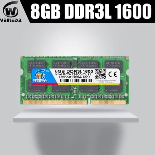 VEINEDA computer Laptop DDR3L DDR3 8GB 1600MHz PC3-12800 1.35V 204PIN DDR3L 1333 PC3-10600 Sodimm Ram Compatible Intel ddr3