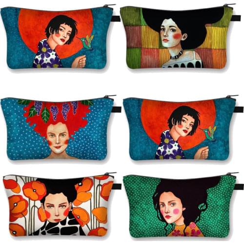 Oil Painting Painting Girls Cosmetic Bag Travel Portable Ladies Fashion Woman Makeup Bag Makeup Organizers