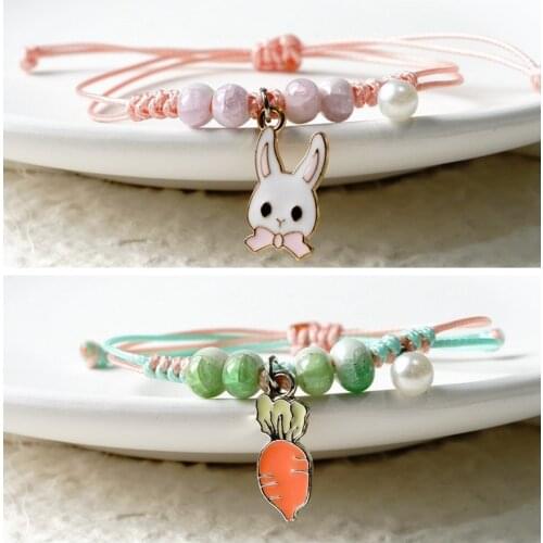 Bunny Carrot Couple Girlfriend Bracelets Alloy Pendant Fashion Bracelet For Girls #YXSL06
