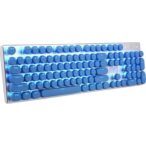 E-yooso retro typewriter style round translucent backlight 104/87 key cap, with key stick, suitable for mechanical game keyboard