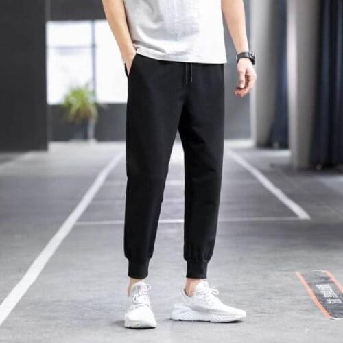 Summer thin Capris, sweatpants, loose leggings, mens elastic quick drying casual pants, mens wear harajuku streetwear sport