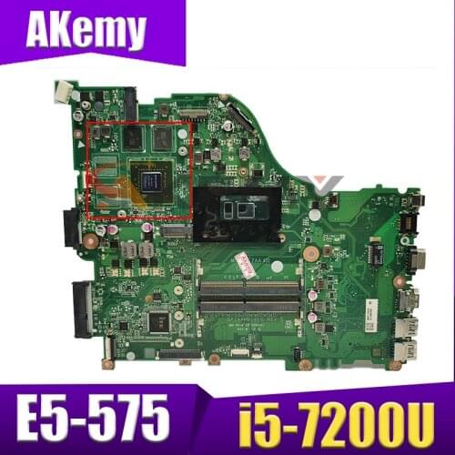 Akemy Laptop Mainboard For ACER Aspire E5-575 i5-7200U Motherboard DAZAAMB16E0 SR2ZU N16S-GT1-KA-A2 2GB DDR4