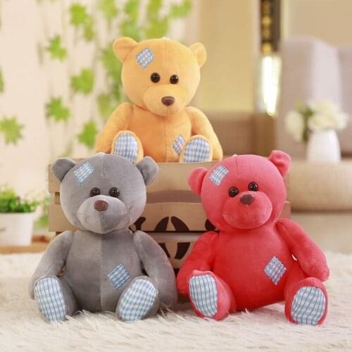 Cute patch bear Plush animal Toy & Stuffed bear Doll Birthday for children and lovers room decoration