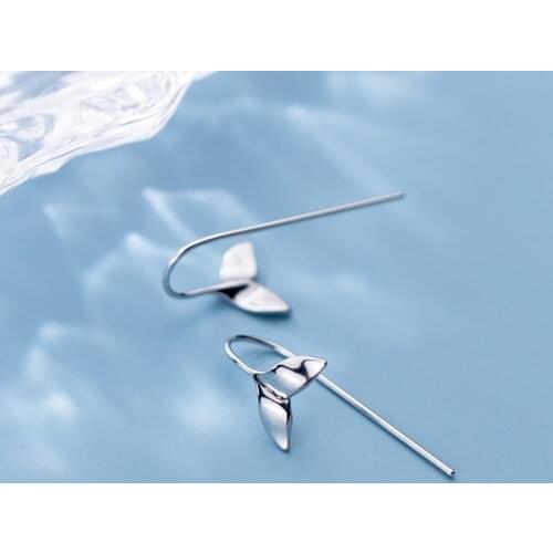 MloveAcc New 925 Sterling Silver Drop Earrings Fish Tail Charm Women Earrings Wedding Jewelry