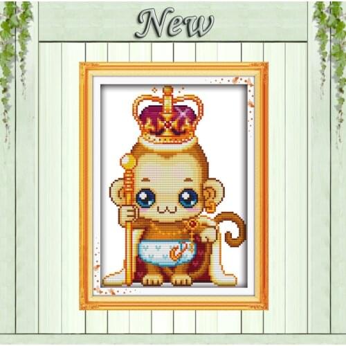 The monkey prince cartoon animal diy painting counted print on canvas DMC 14CT 11CT Cross Stitch Needlework Sets Embroidery kits