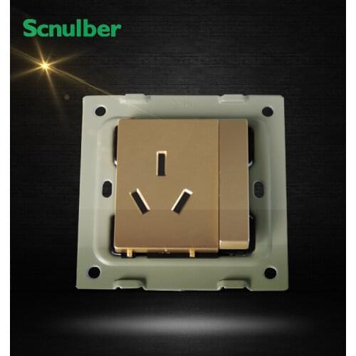 16A 3pin 3p outlet 1 gang 2 way metal hairline finish wall socket and switch