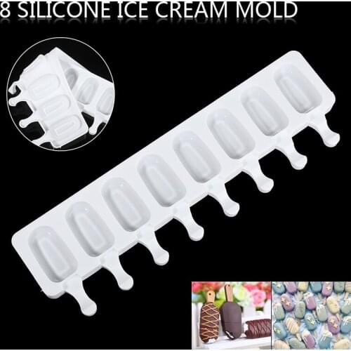 Food Grade Silicone Popsicle Mould Multi-Function Ice Cream Bar Mould Classic Oval Shape Ice Popsicle Maker Handmade DIY Dessert