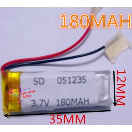 Tablet battery MP3 MP4 3.7V lithium polymer battery 051235 180MAH MP3 MP4 Bluetooth headset battery speaker