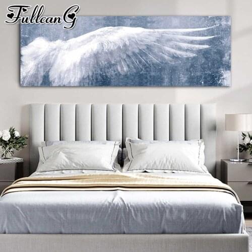 FULLCANG diy 5d full square round diamond embroidery sale angel white wings large mosaic painting sale wall decoration FC2867