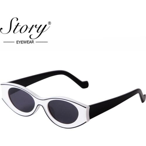 STORY Retro White Oval Sunglasses Women Men 2020 Luxury Brand Design 90s Fashion Vintage Green Hip Hop Small Sun Glasses S20823G