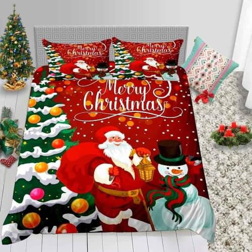 Luxury 3D Christmas Bedding Sets Queen Santa Claus Duvet Cover Set with Pillowcase Kids Cartoon Comforter Bed Sets
