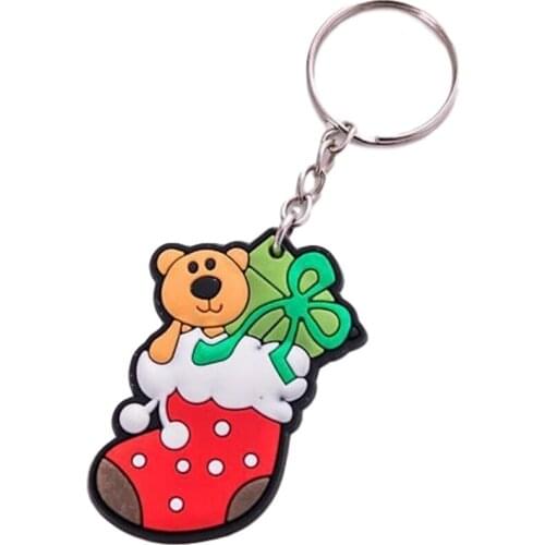 Santa Claus Buckle Clasp Christmas Ornaments Key Ring Couple Key Ring Cartoon Gift Love Couple Christmas Christmas Sock Keychain