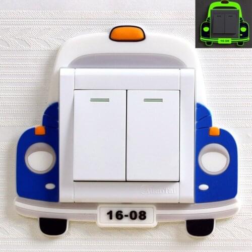 Silicone wall stickers luminous Cartoon car animal Switch Sticker home decor living kid rooms boys Light Switch Outlet stick 1pc