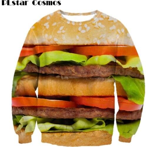 PLstar Cosmos Hamburger Sweatshirt 2018 New Fashion Men Women Long Sleeve Outerwear Yummy Burger 3d print O-Neck Pullover