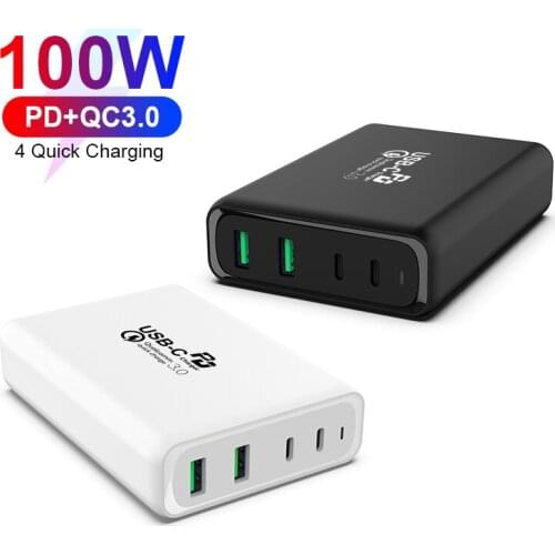 New Design 3in1 Dual 100W USB-c PD QC3.0 Wall Quick Charger PD Charger with Full speed Compatible with Type-C